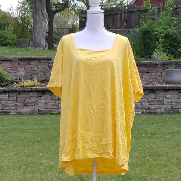 romans Tops - Roman's yellow square neckline t-shirt top 4X